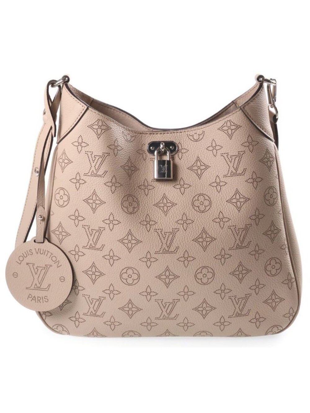 Louis Vuitton Mahina All Around MM Shoulder Bag Beige Leather Silver